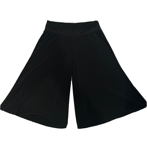 Clara Sun Woo Pants - Clara S. Women's XL Black Cropped Wide Leg Stretch Gaucho Pants